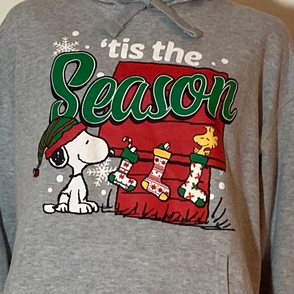 Peanuts Christmas Sweatshirt "Tis the Season" Snoopy & Woodstock Size XL (15-17) - Picture 2 of 5